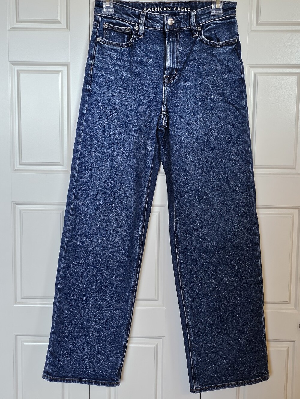 American Eagle 00 Stovepipe Dark Wash High Rise Wide Leg Jeans Stretch